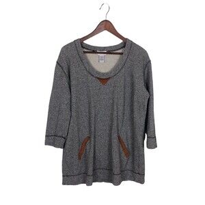 Soft Surroundings Gray Sweater Tunic Kangaroo Pockets Women's Size Medium